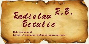 Radislav Betulić vizit kartica